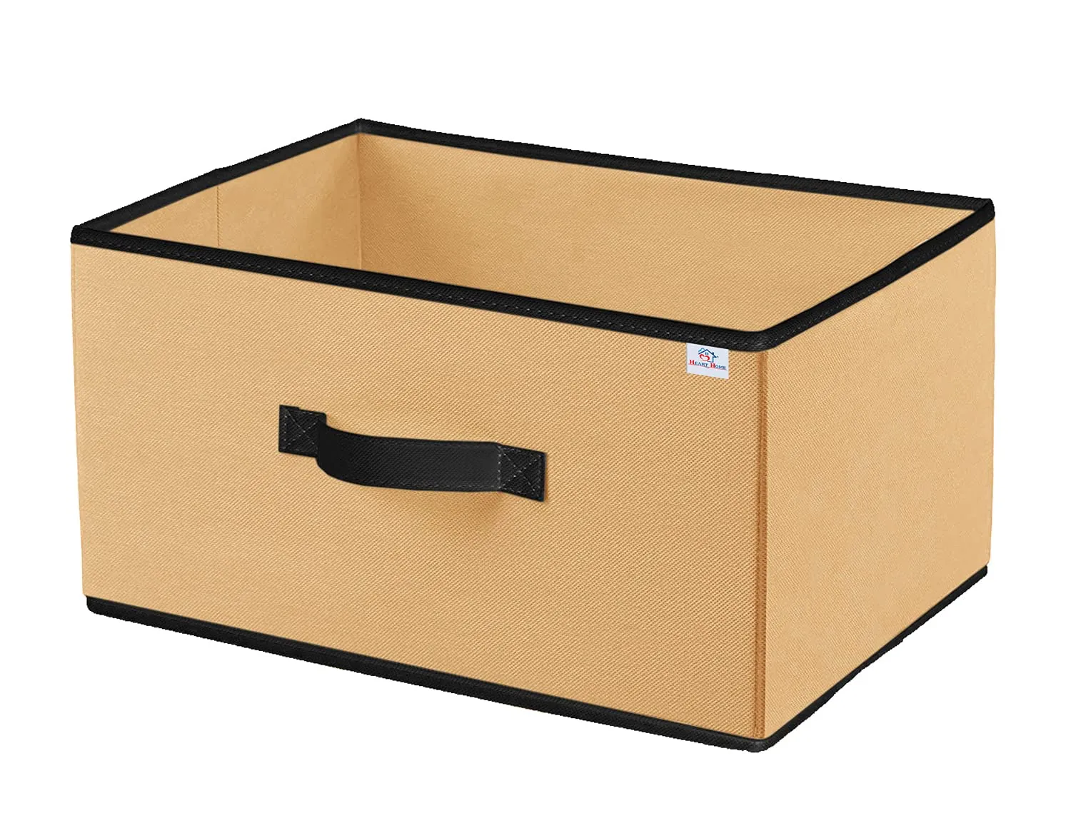 Heart Home Multipurposes Rectangular Flodable Storage Box, Drawer Storage and Cloth Organizer, Pack of 4 (Black & Brown)-HS40HEARTH23934