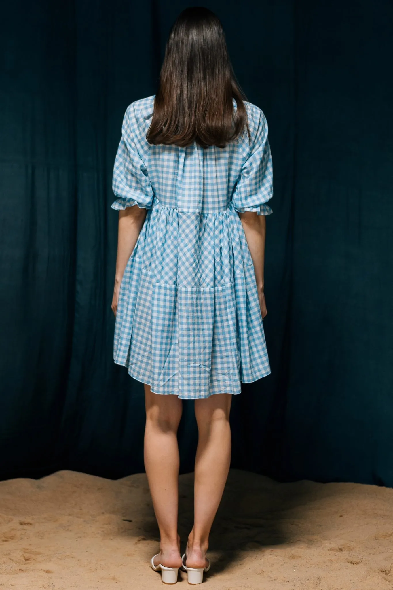 Hemnalini - Blue Gingham Summer Dress