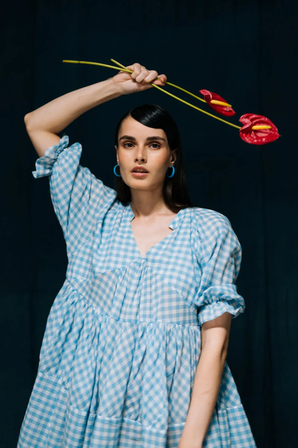 Hemnalini - Blue Gingham Summer Dress