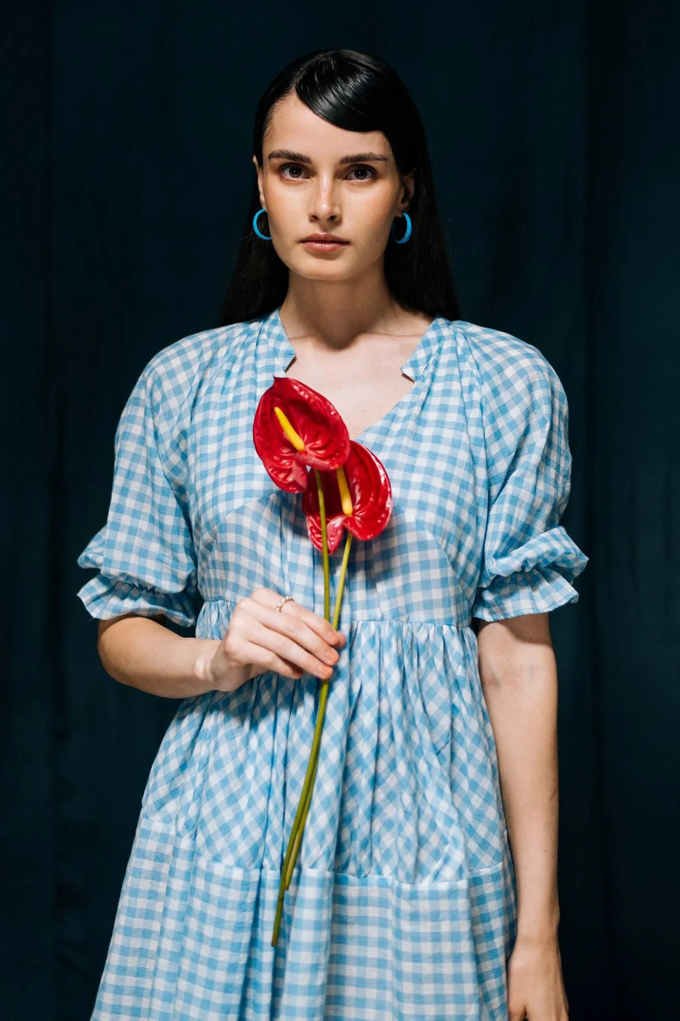 Hemnalini - Blue Gingham Summer Dress