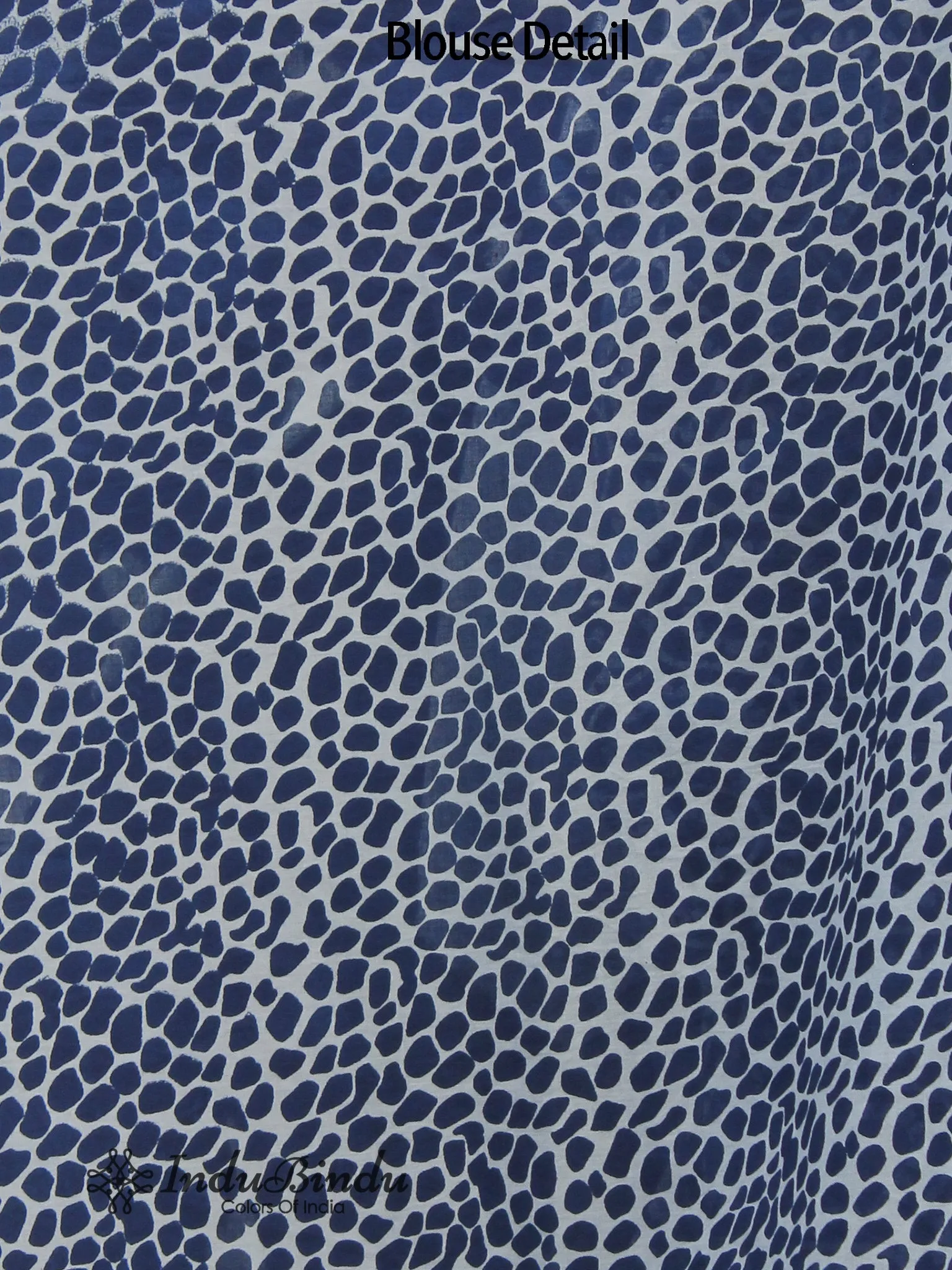 Indigo Blue White Hand Block Printed Cotton Saree In Natural Colors - S031702388