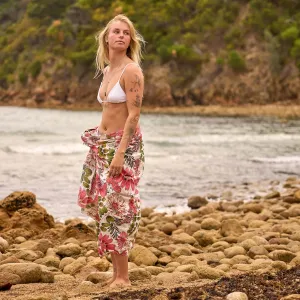 Island Bloom Sarong  Handcrafted Cotton Wrap for Beach & Getaways
