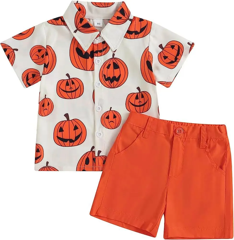 Little Boy Bow Tie Shirt Halloween Shorts Sets