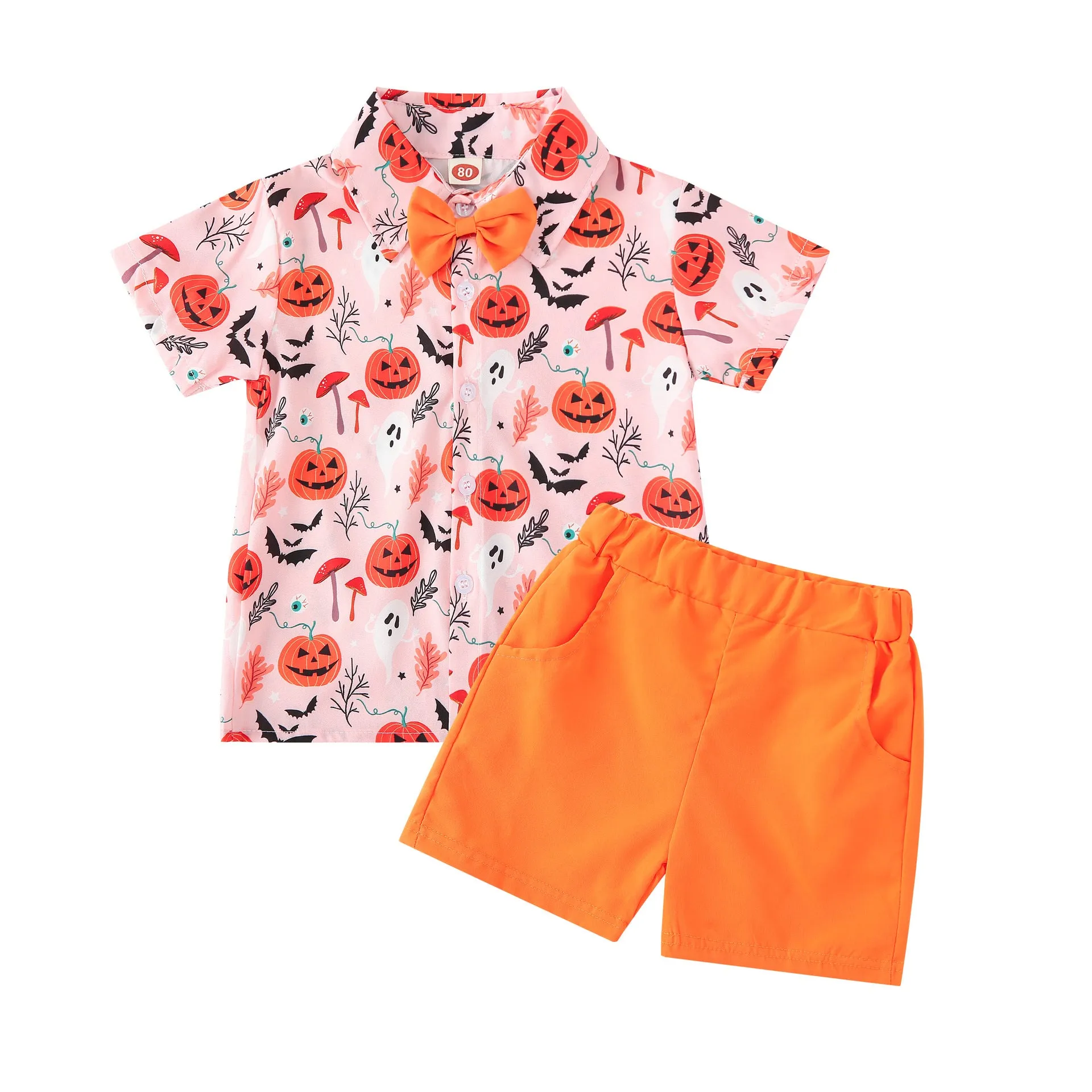 Little Boy Bow Tie Shirt Halloween Shorts Sets