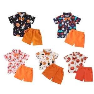 Little Boy Bow Tie Shirt Halloween Shorts Sets