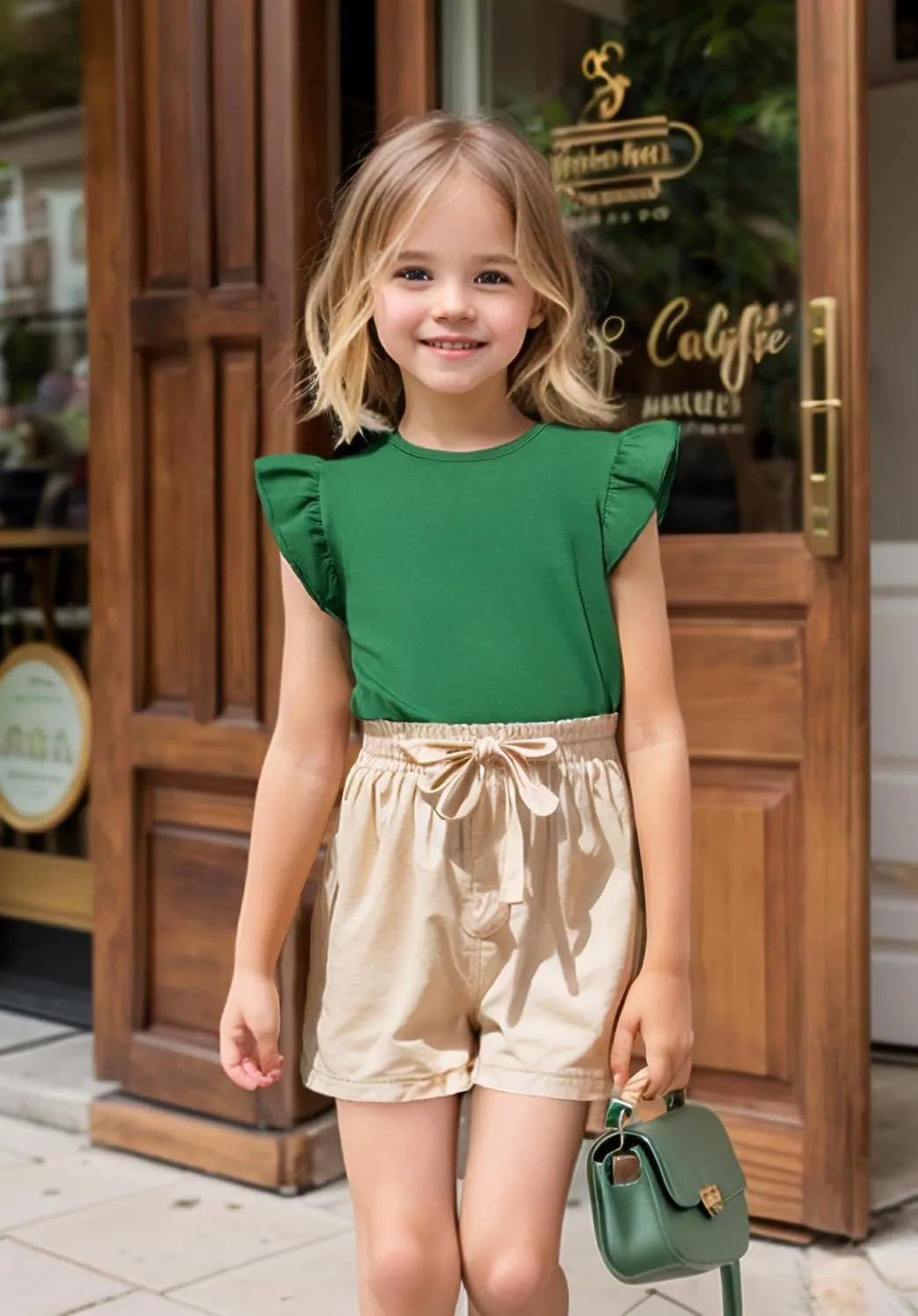 LYSMuch 2-5T Toddler Girls Ruffle Sleeve T Shirt Puff Short Sleeve Basic Tank Top Blouse Plain Solid Kids Casual Clothes