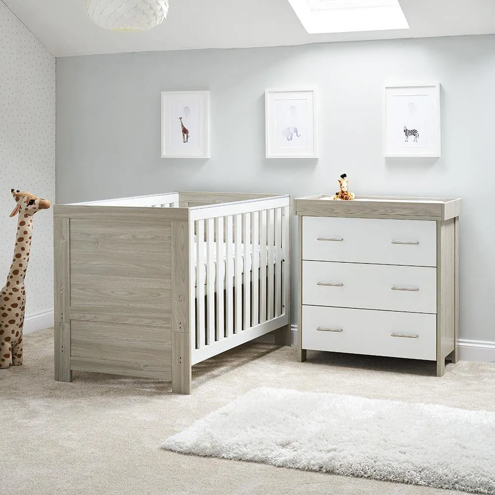 Nika 2 Piece Nursery Furniture Set - Grey Wash & White