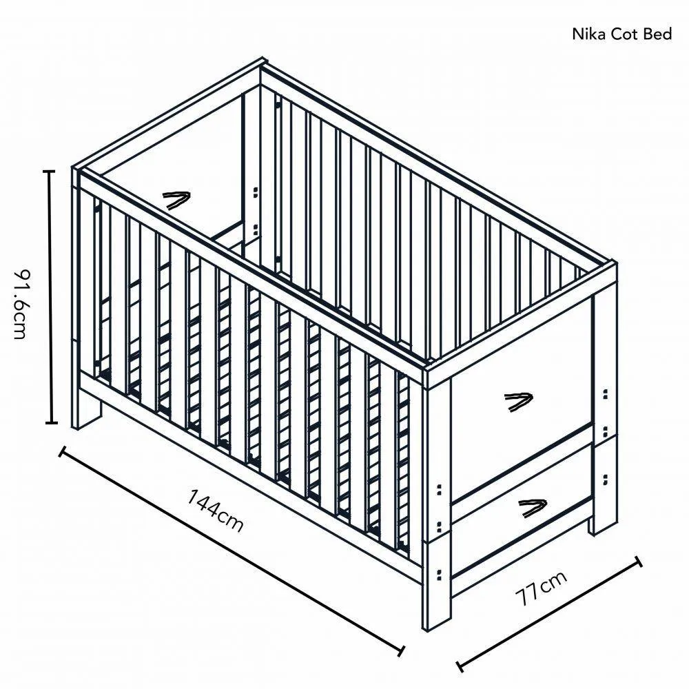 Nika 2 Piece Nursery Furniture Set - Grey Wash & White