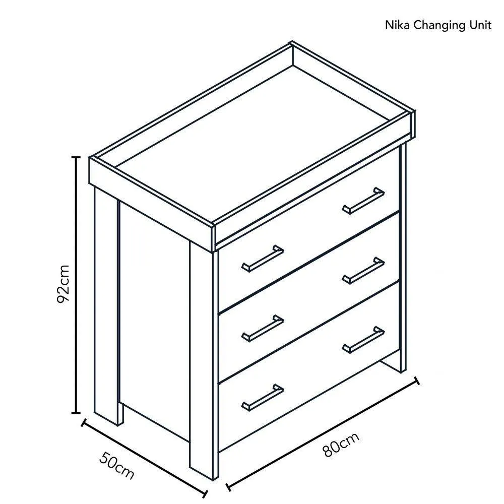 Nika 2 Piece Nursery Furniture Set - Grey Wash & White