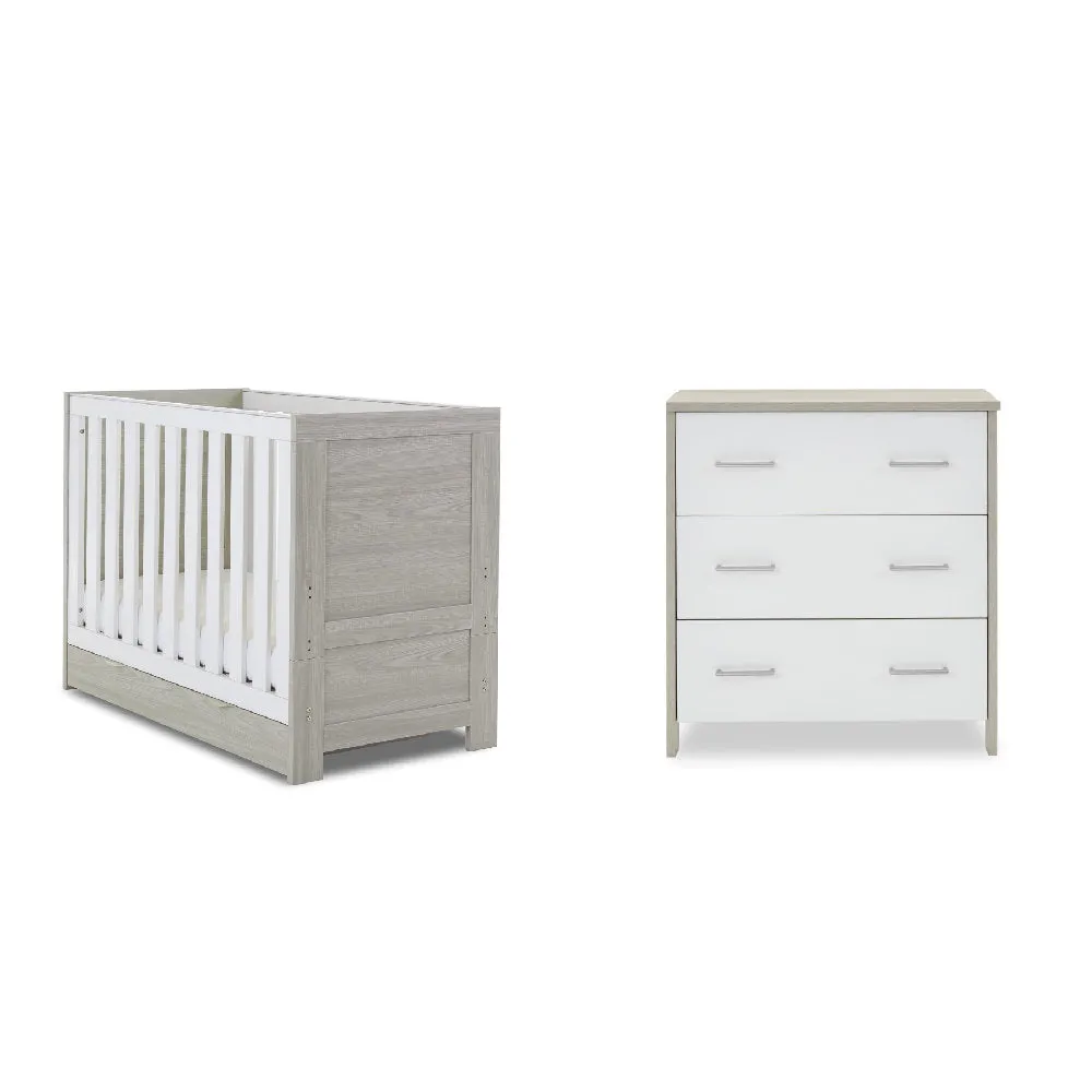 Nika Mini 2 Piece Nursery Room Set - Grey Wash & White
