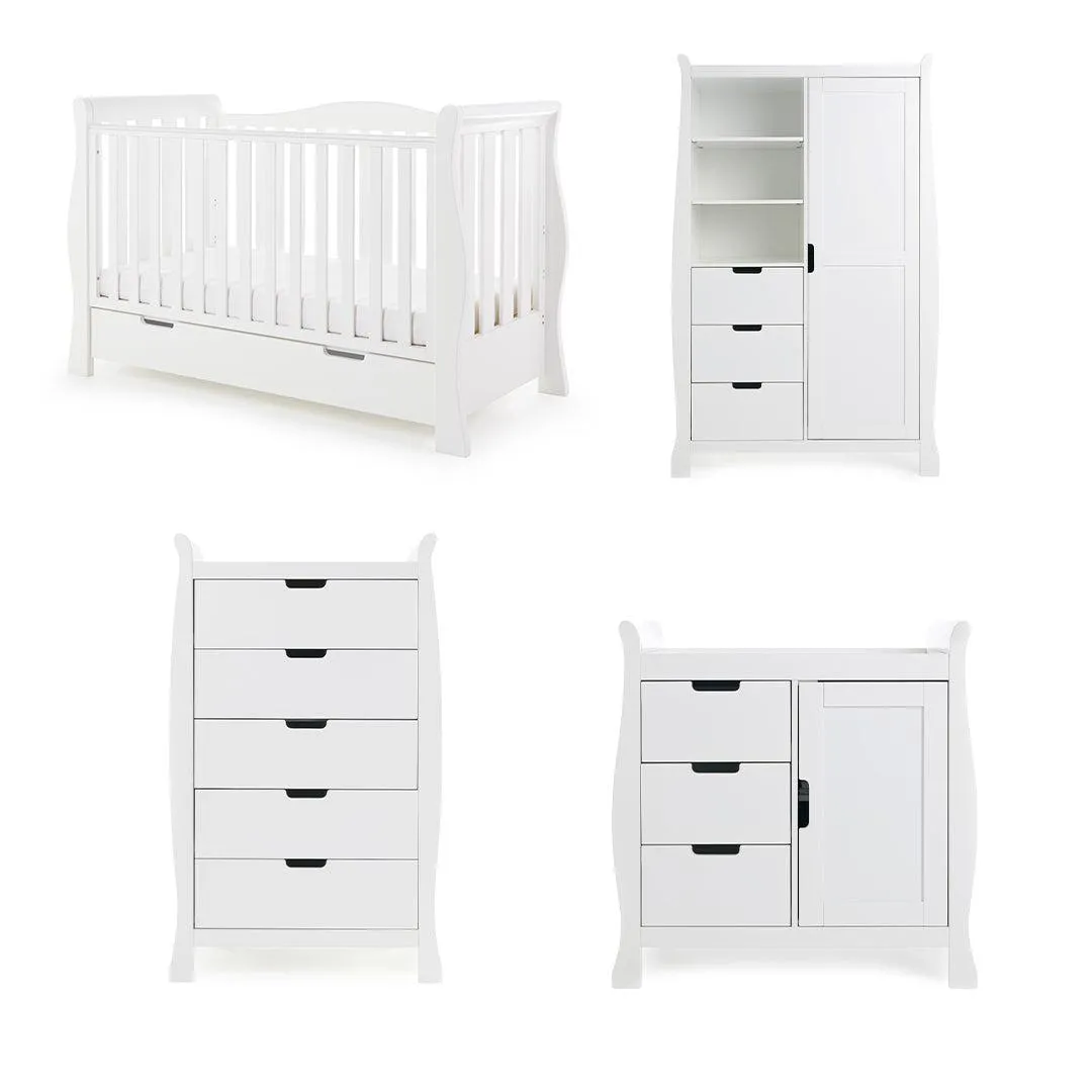 Obaby Stamford Luxe 4 Piece Room Set - White
