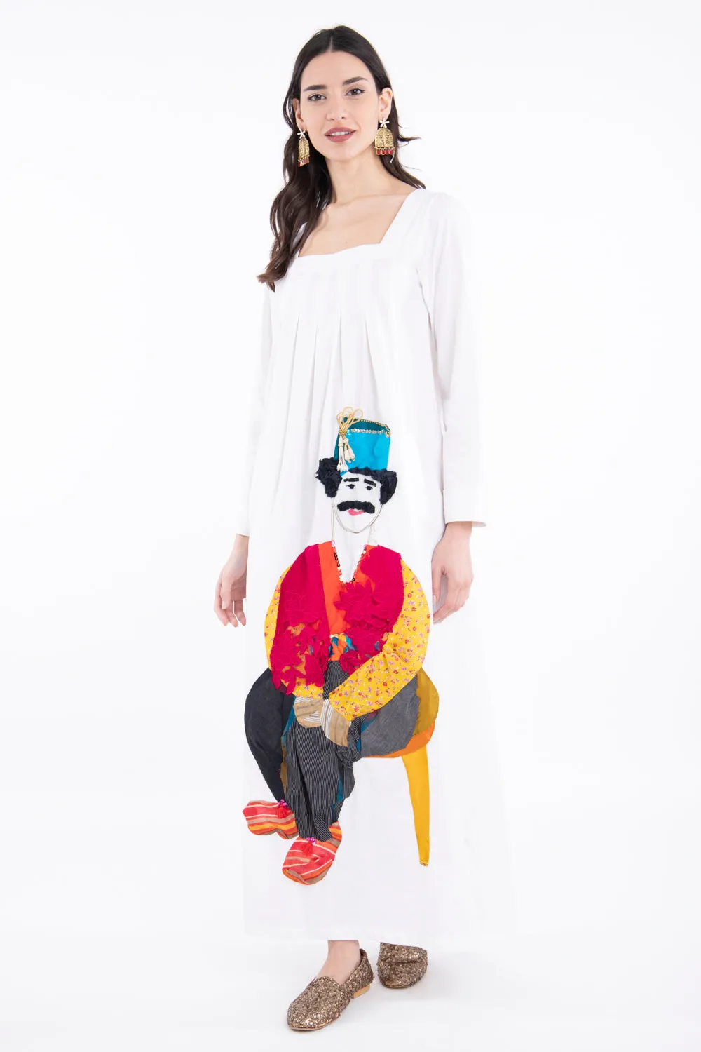 One-Of-A-Kind Monsieur Tarbouche Cotton Embroidered Dress