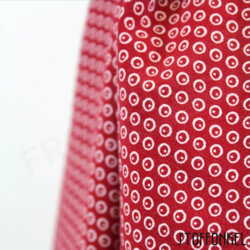 Organic Cotton Jersey - Circles N Dots - Cherry Red
