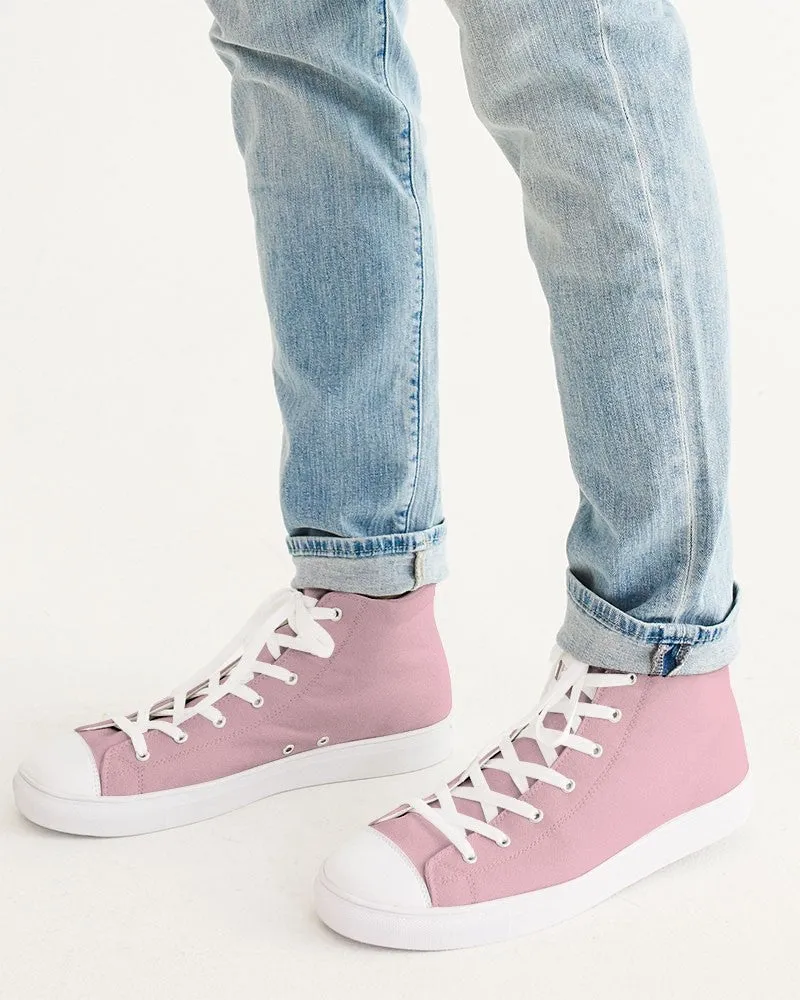 Pale Pastel Cool Pink Men's High-top Canvas Sneakers | Men's | Bright Pale Pastel Cool Pink | C0M30Y8K0