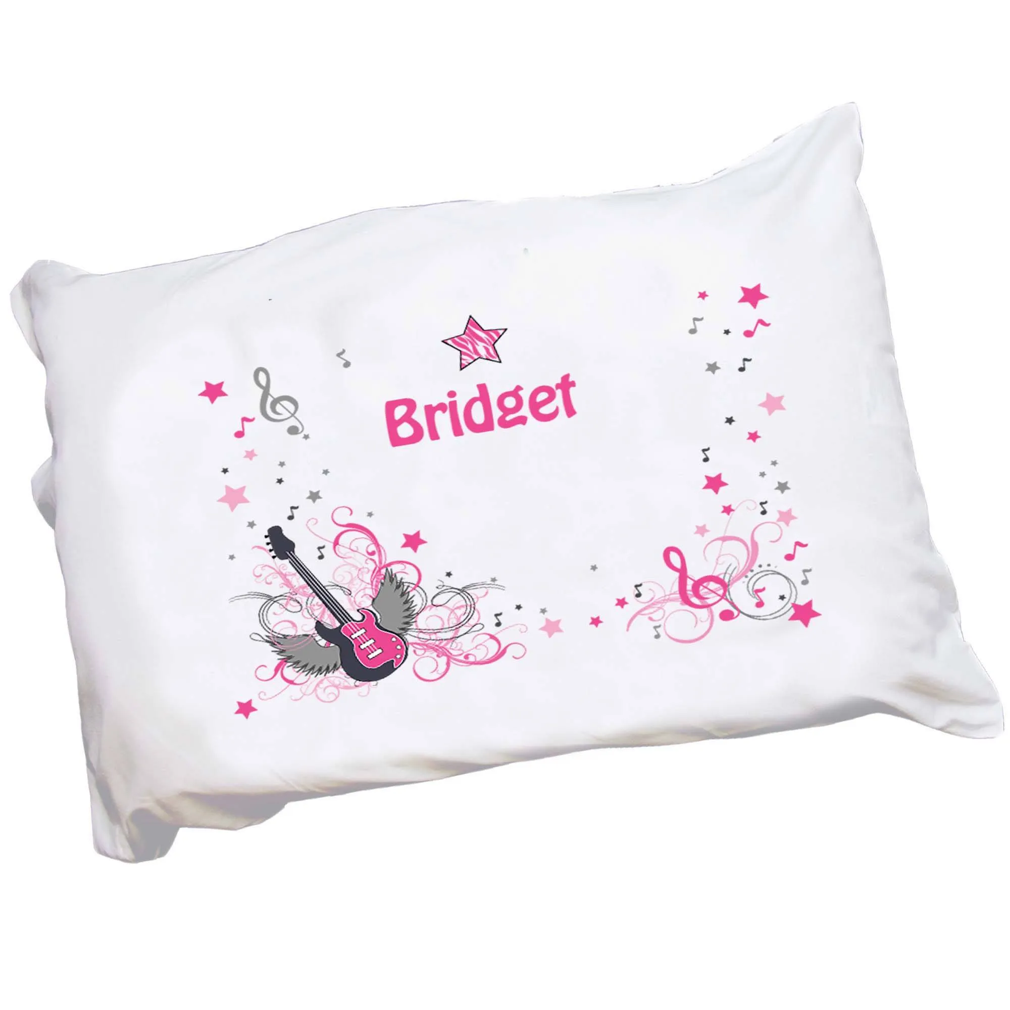 Personalized Girl's Pink Rock Star Pillowcase