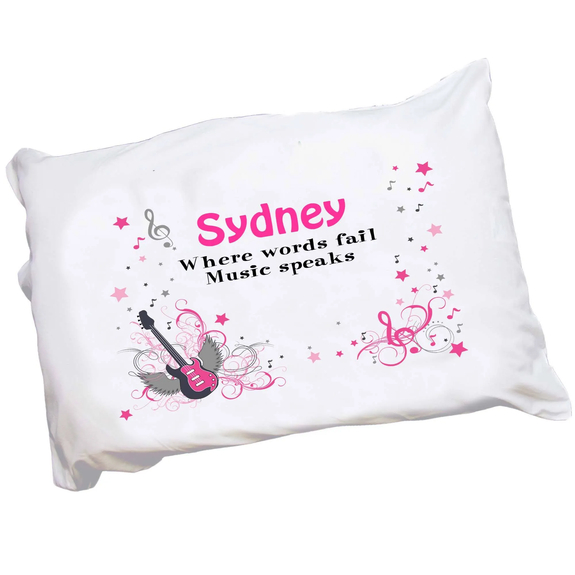 Personalized Girl's Pink Rock Star Pillowcase