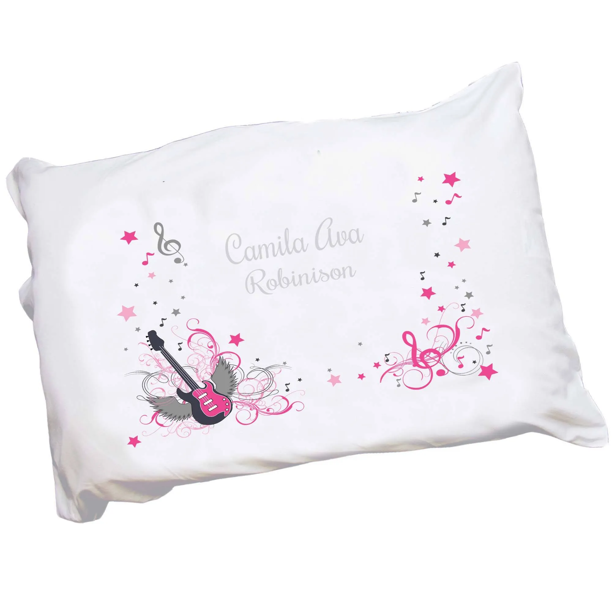 Personalized Girl's Pink Rock Star Pillowcase