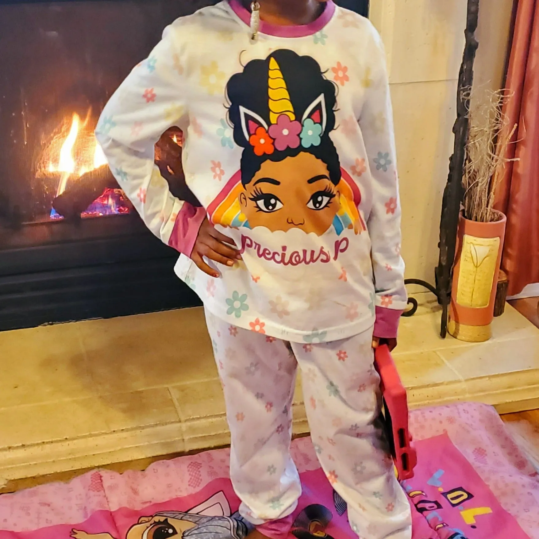 Personalized Unicorn Princess PJs - Ebony or Ivory