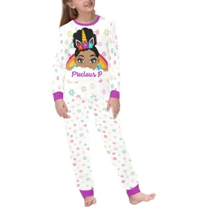 Personalized Unicorn Princess PJs - Ebony or Ivory