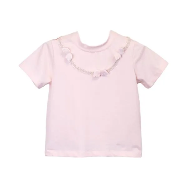 Pink 3D Angel Wings Trim Tee