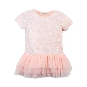 Pink 3D Butterfly Tulle Dress