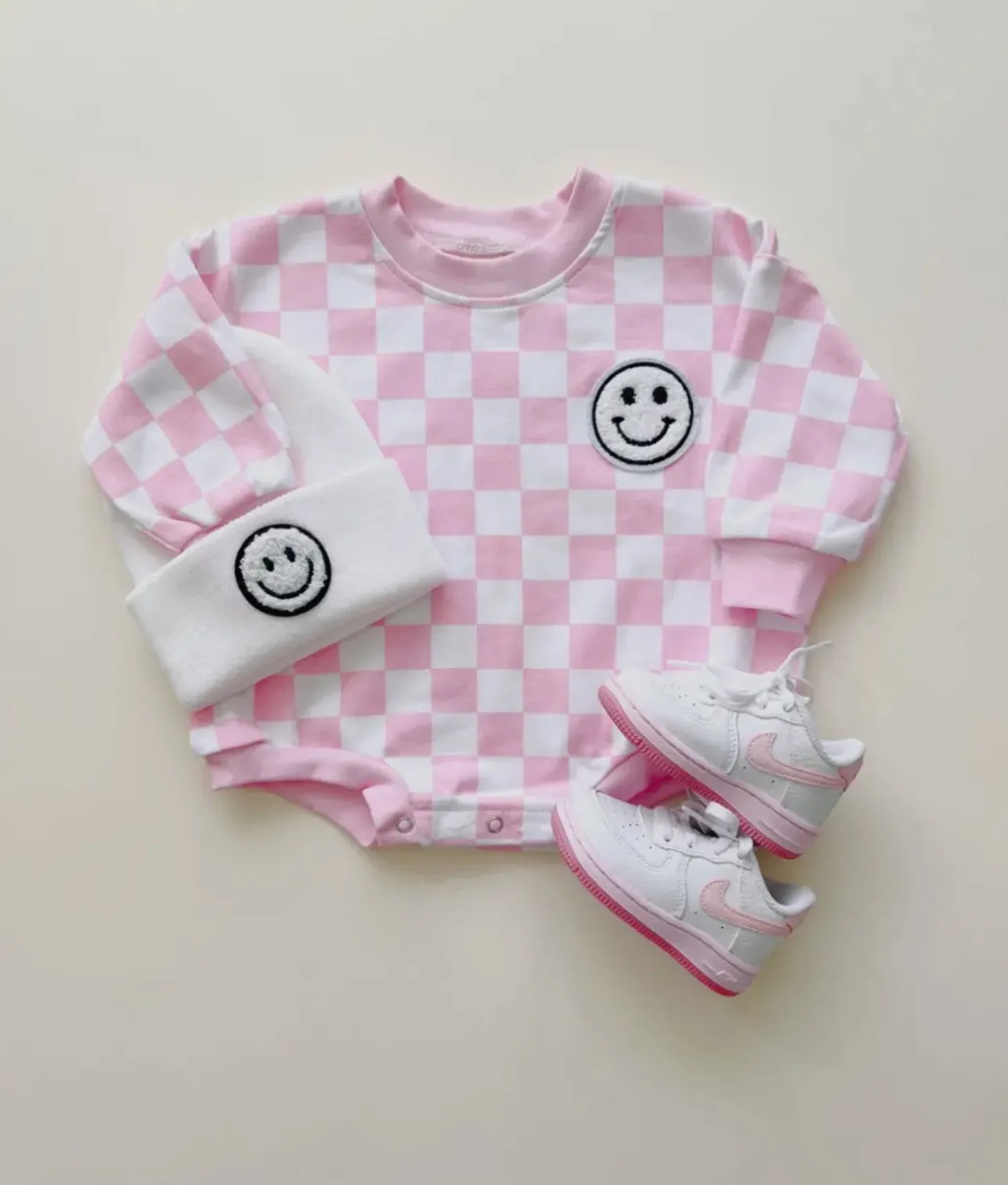 Pink Checkered Romper
