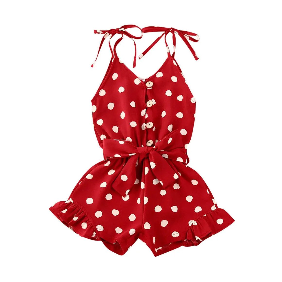 Polka Dot Straps Toddler Romper