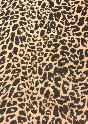 POLY RAYON SPANDEX FRENCH TERRY JAGUAR PRINT <br><h6>5-BURNT CORAL/BROWN<br>317PRT-JAGUAR</h6>