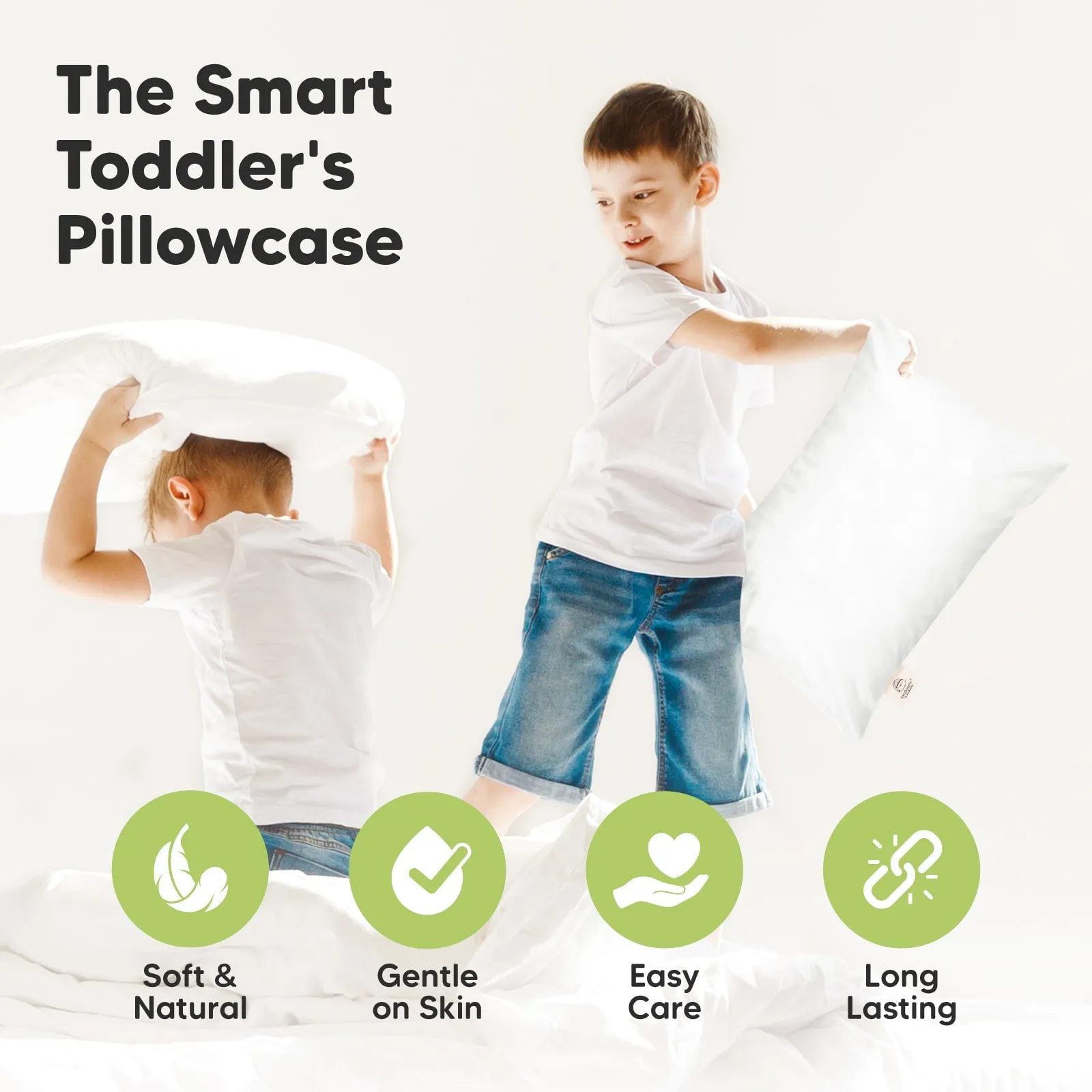 Printed Toddler Pillowcase 13X18" (Soft White)