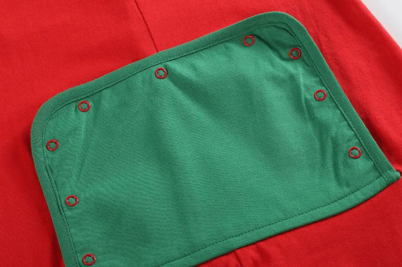 Red & Green Christmas Tree Reindeer Flap Baby Sleep Pajamas