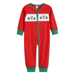 Red & Green Christmas Tree Reindeer Flap Baby Sleep Pajamas