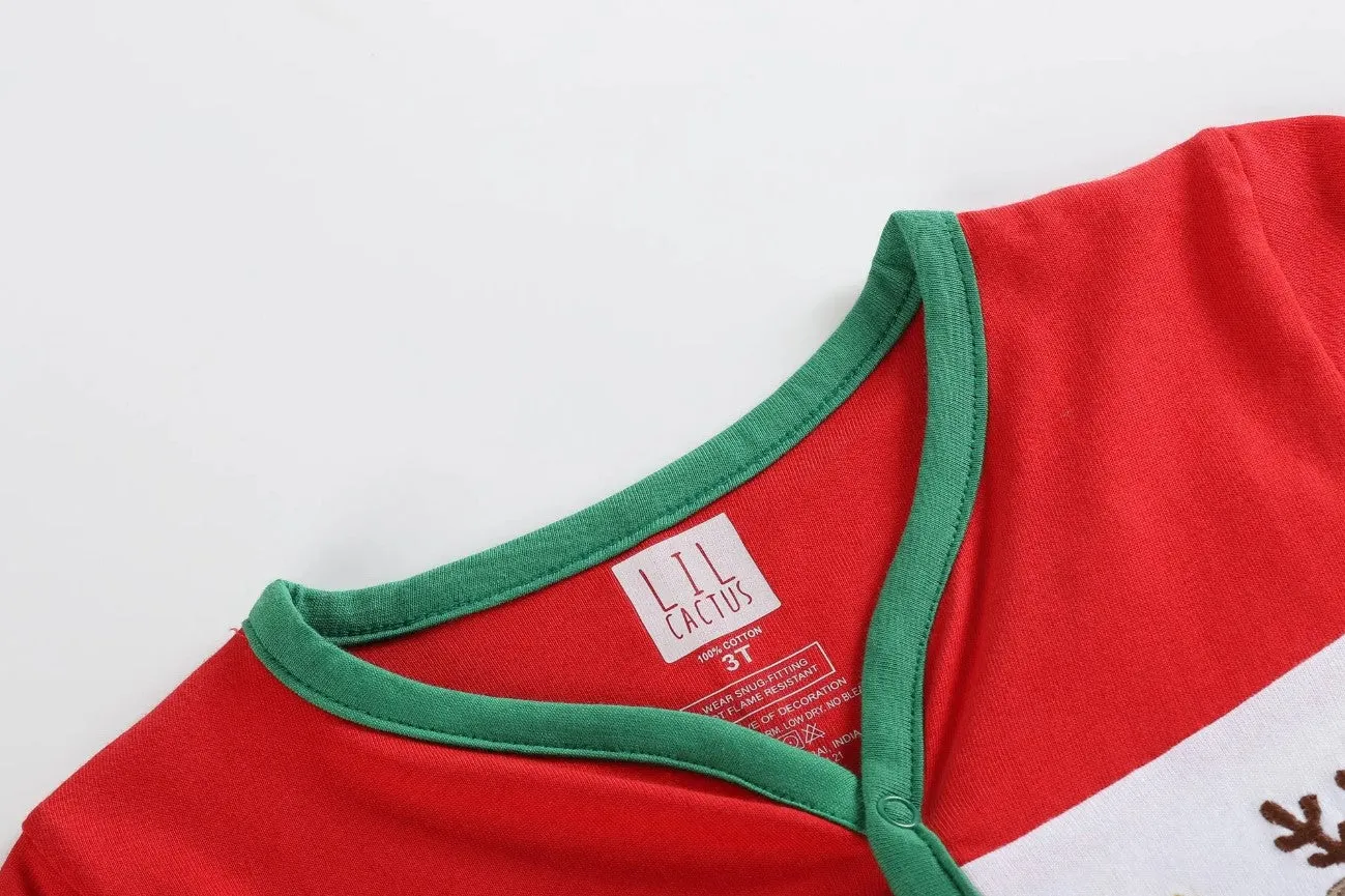 Red & Green Christmas Tree Reindeer Flap Baby Sleep Pajamas