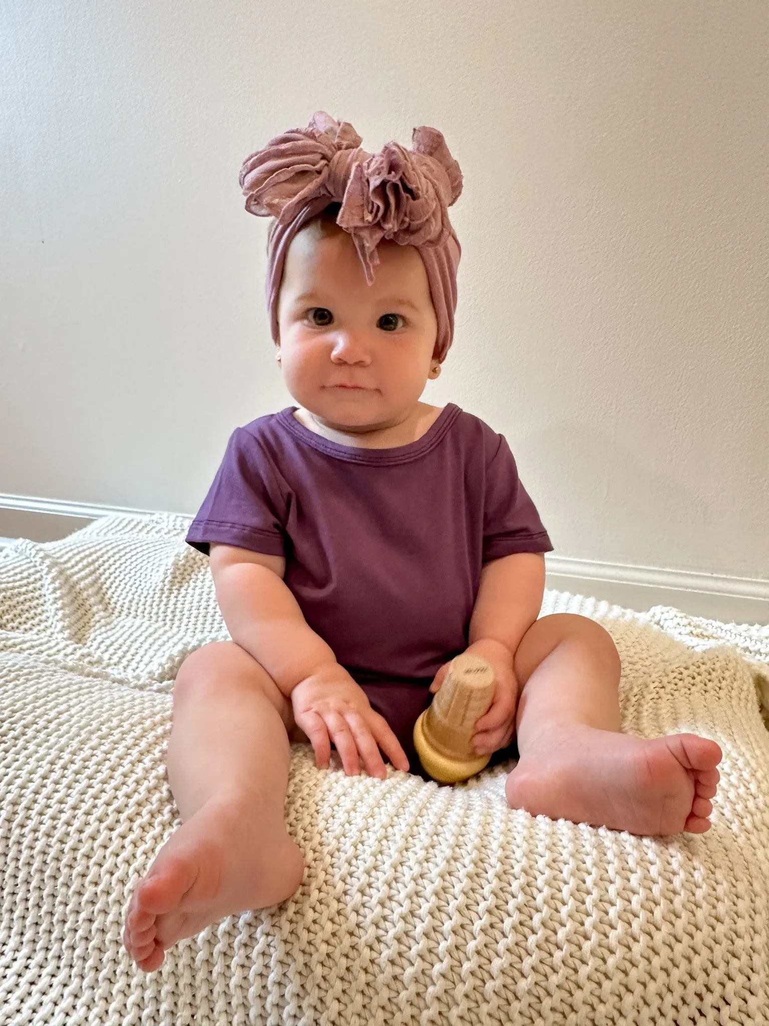 Short Sleeve Snap Romper | Plum | Luxury Bamboo