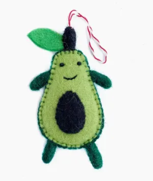 Smiling Avocado Felt Wool Ornament