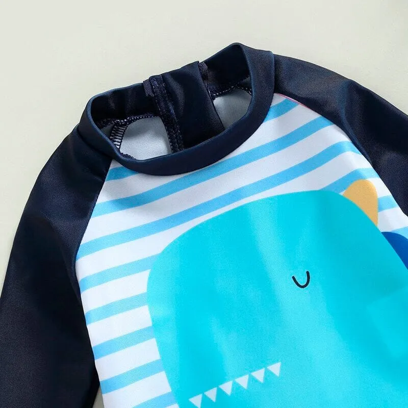 Striped Dinosaur Toddler Swimsuit