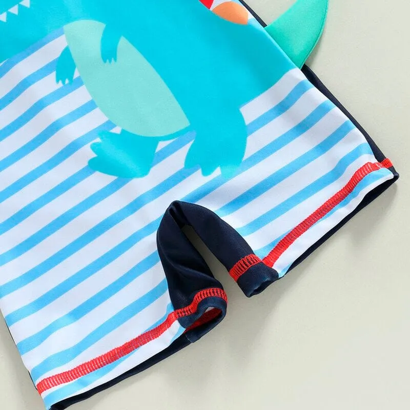 Striped Dinosaur Toddler Swimsuit