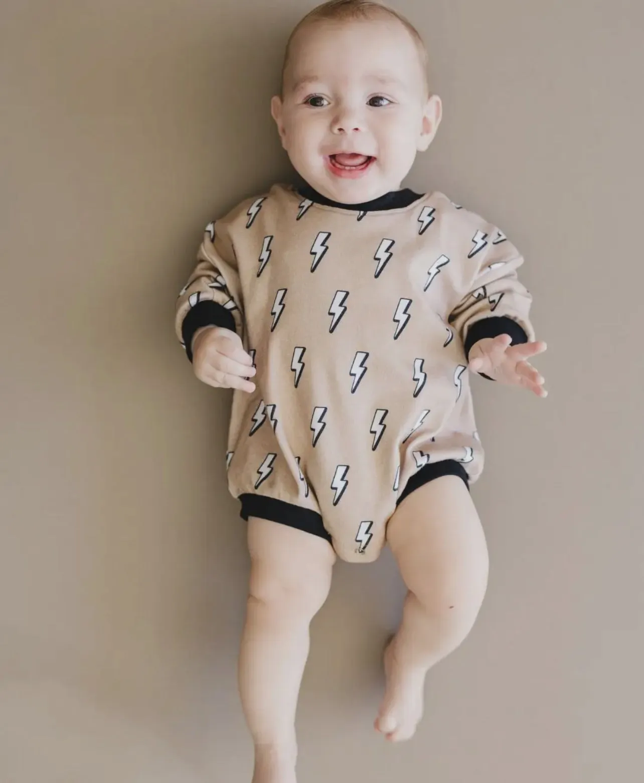 Tan Lightning Bolt Romper