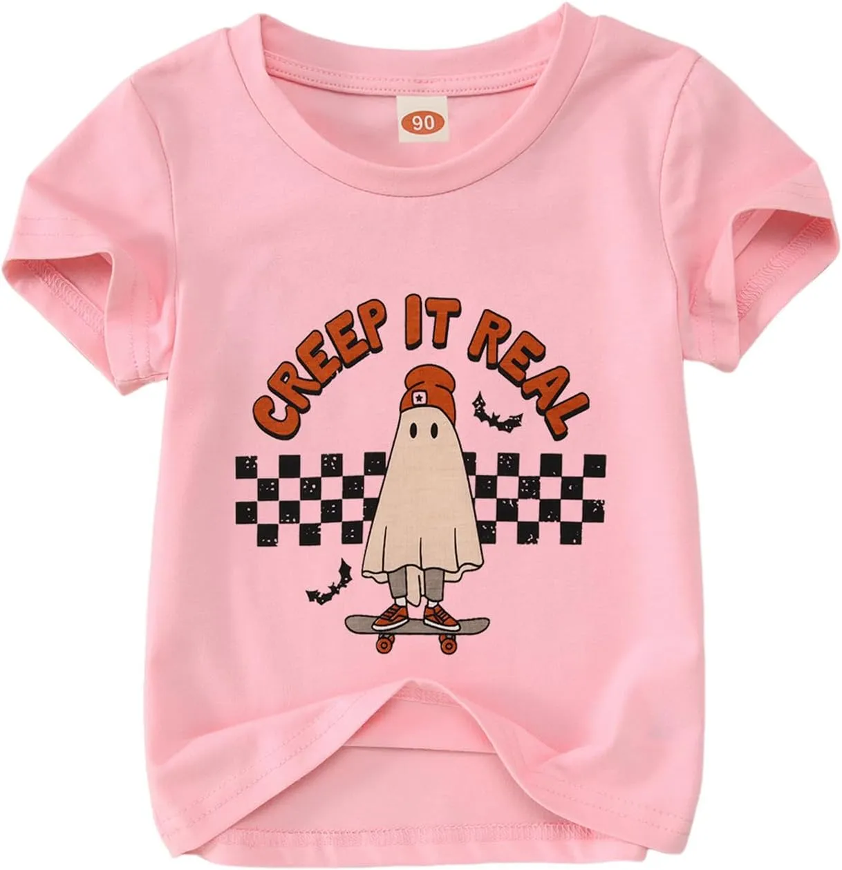 Toddler Halloween Shirt Baby Boys Girls Ghost Tshirt Creep It Real Short Sleeve Tee Tops Spooky Season Fall Clothes