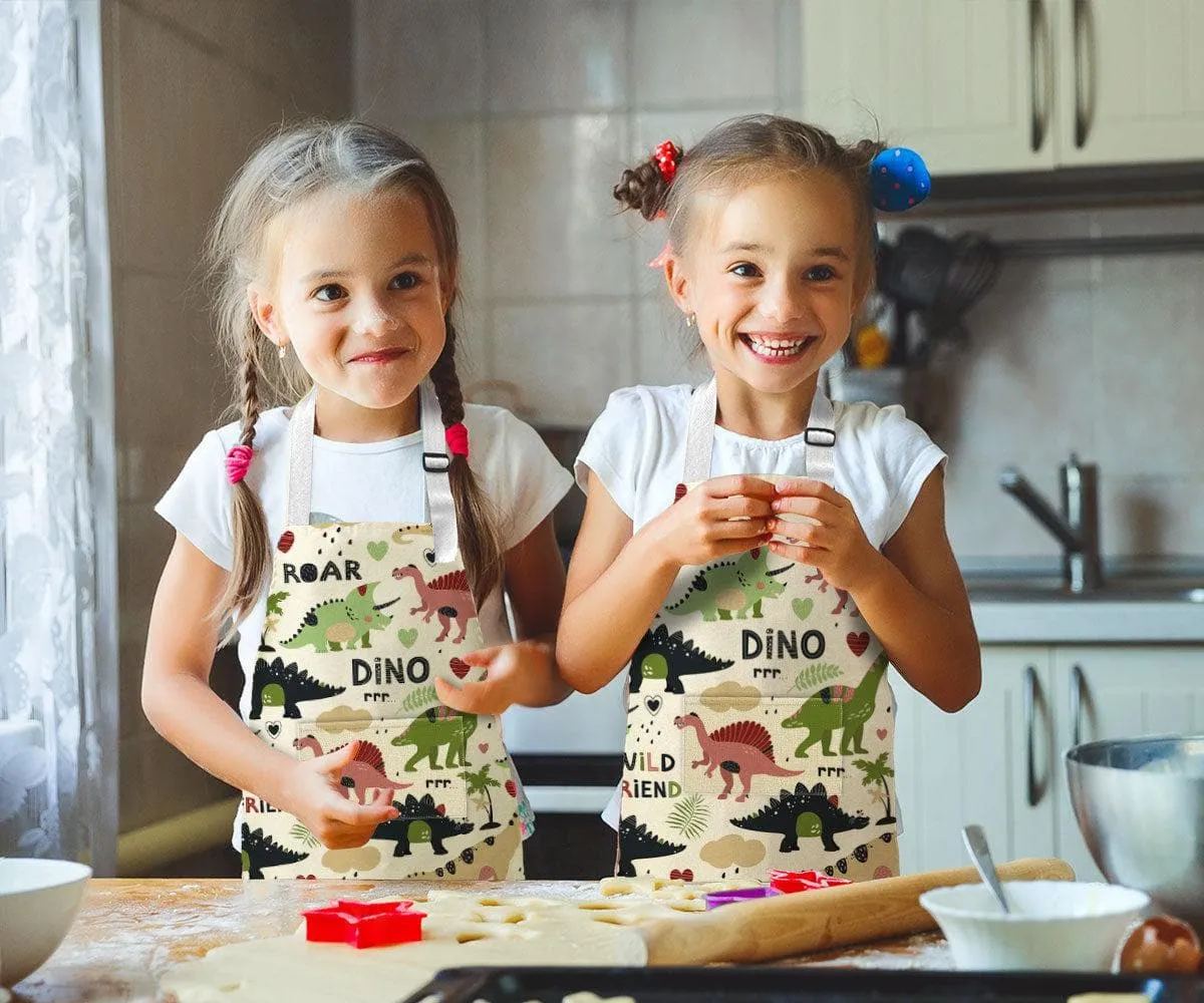 White Dinosaur Toddler Apron - Small