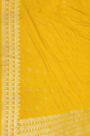 Yellow Banarasi Handloom Pure Moonga Silk Mukaish Work Dupatta