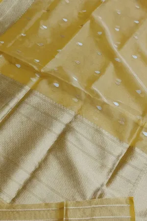 Yellow Banarasi Handloom Pure Tissue Silk Saree - Elegant and Luxurious