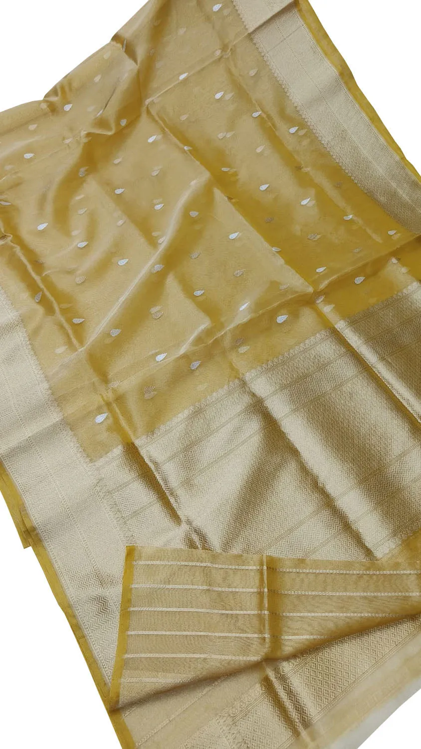 Yellow Banarasi Handloom Pure Tissue Silk Saree - Elegant and Luxurious