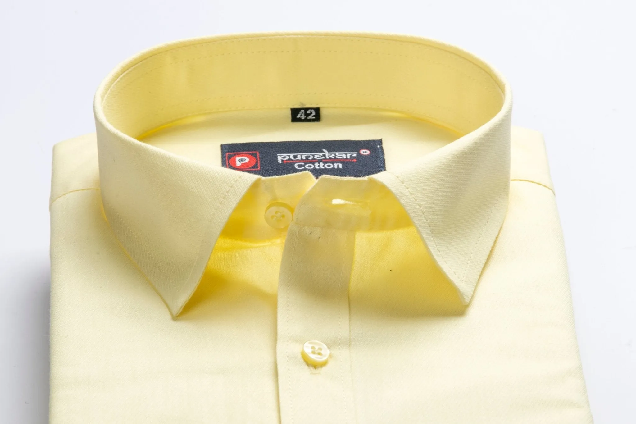 Yellow Color Satin Mecerised Cotton Shirt For Men