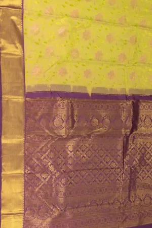 Yellow Kanjeevaram Handloom Pure Silk Saree - Elegant and Luxurious