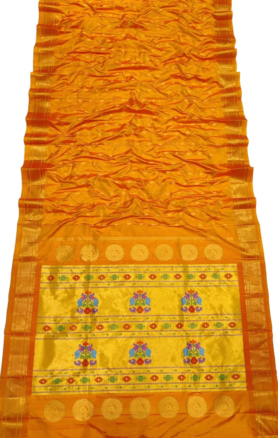 Yellow Paithani Handloom Pure Silk Saree - Elegant and Luxurious