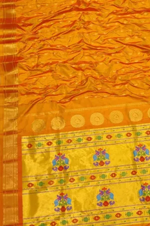 Yellow Paithani Handloom Pure Silk Saree - Elegant and Luxurious