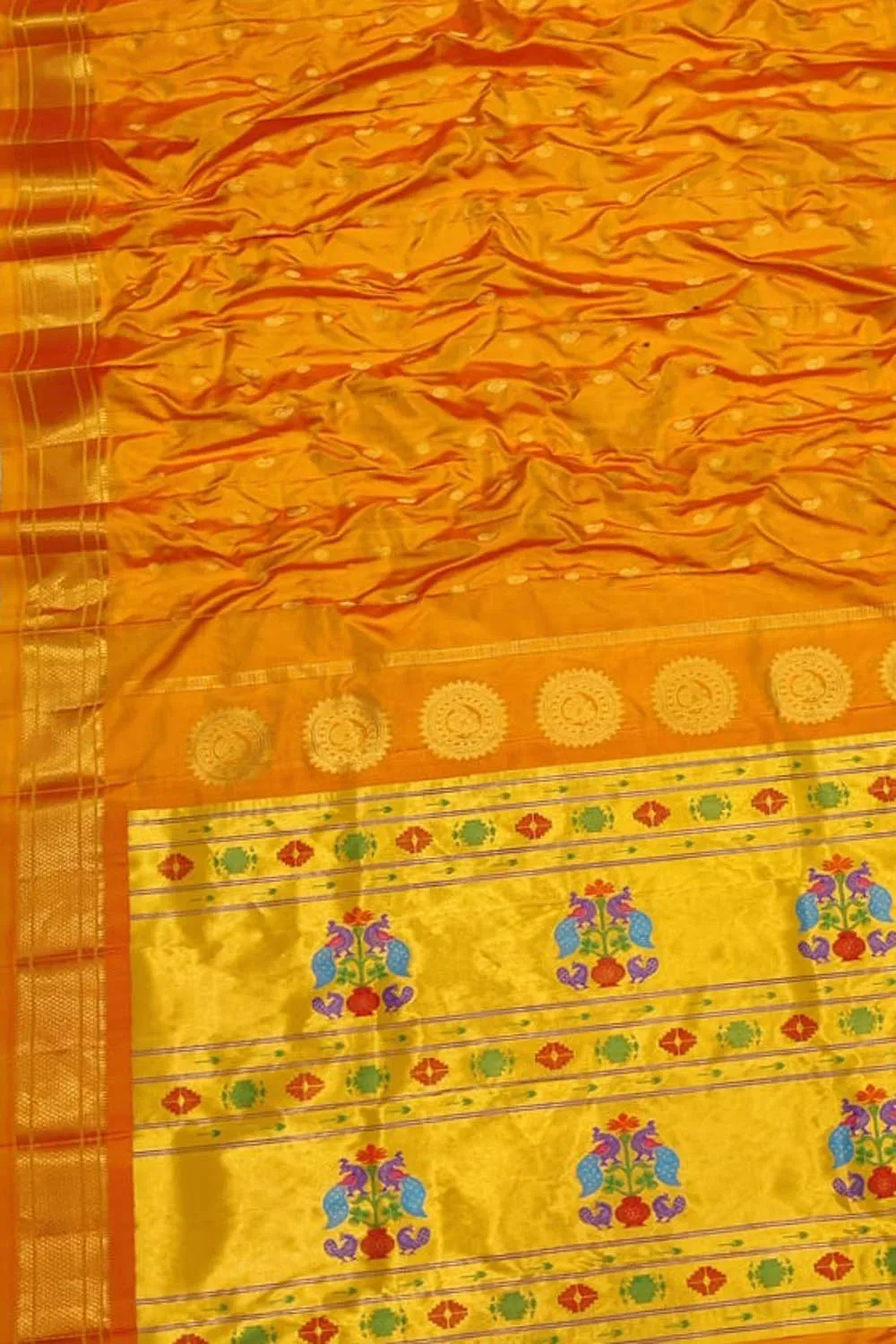 Yellow Paithani Handloom Pure Silk Saree - Elegant and Luxurious