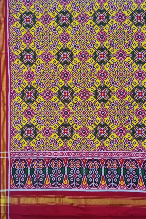 Yellow Semi Patan Patola Silk Dupatta Handloom